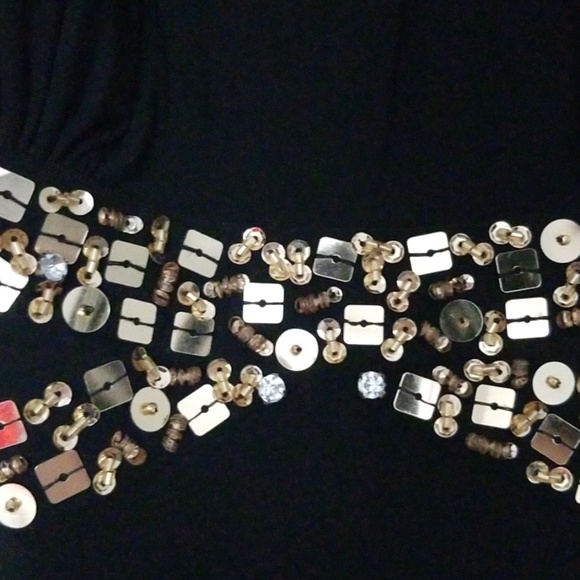 Black gold beaded open back Dress NWT - Picture 5 of 7